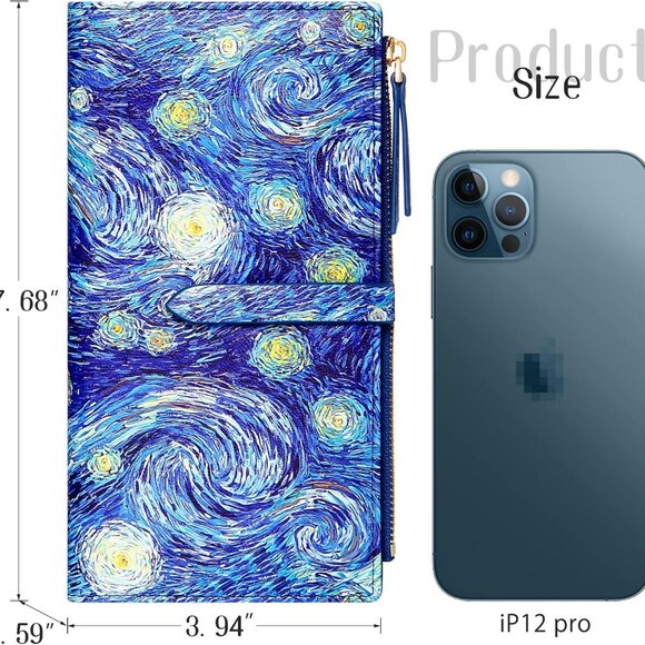 Women's Slim Faux Leather Wallet RFID Bifold Clutch with Zipper Pocket - Picture 2 of 6